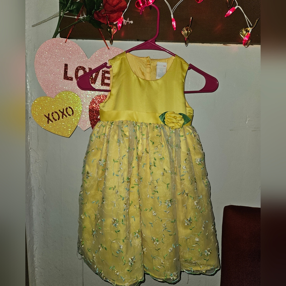 VINTAGE Girl's Sleeveless Yellow Floral Formal Dress Size 4T by WONDER KIDS